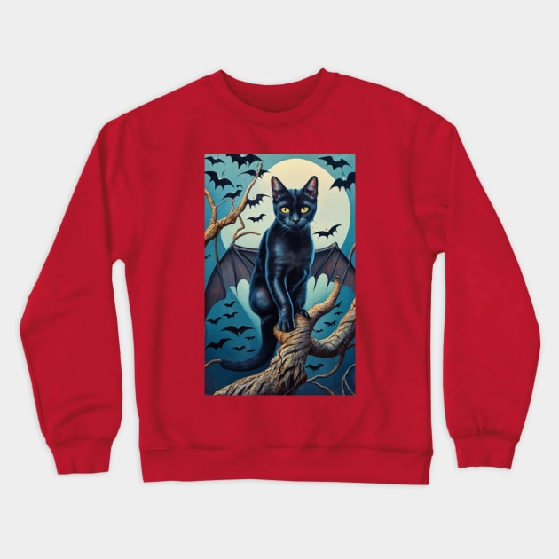 Bat Cat Crewneck Sweatshirt by zombill